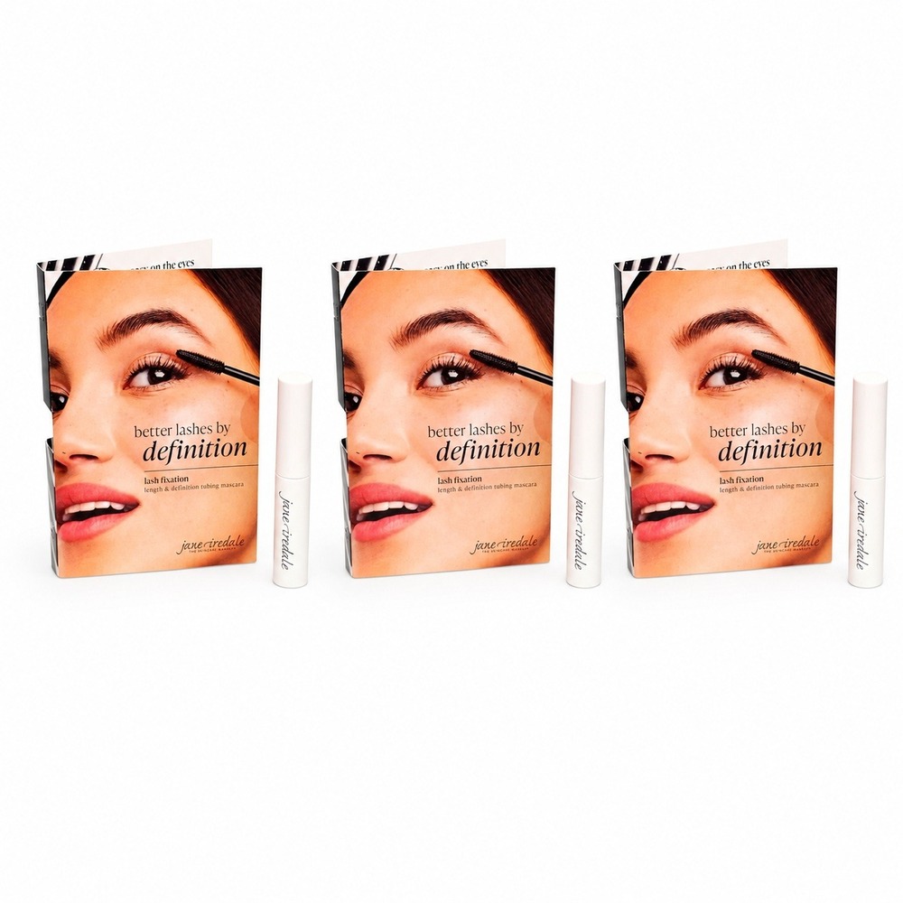 3 x Jane Iredale Lash Fixation Length Definition Tubing Mascara Black Travel Siz